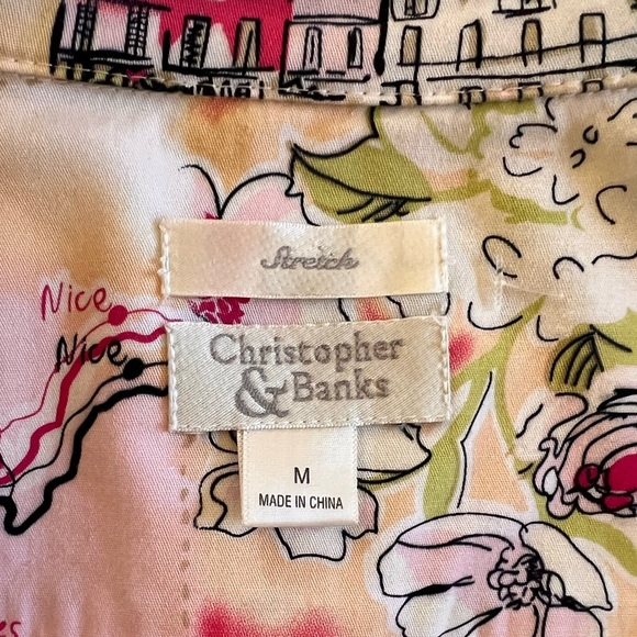 Christopher & Banks Colorful Travel Print Jacket Cotton Stretch Size M - Picture 7 of 9